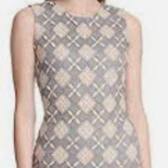 🎉HP🎉 Calvin Klein Womens Grey, Silver and Tan Cocktail Party Sheath Dress Sz 8 - Picture 8 of 9